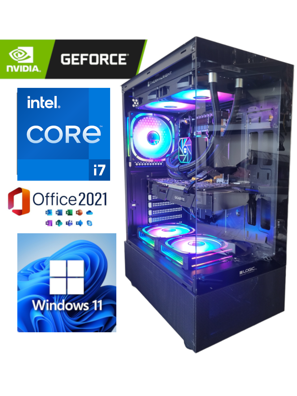 wassergekühlter Gamer Gaming Pc i7 RTX 3050 8GB 32GB DDR4 1TB SSD